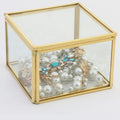 Wedding Rings Jewelry Storage Display Box Geometric Glass Storage Box Copper Edge Vintage Square Clear Glass Jewelry Box