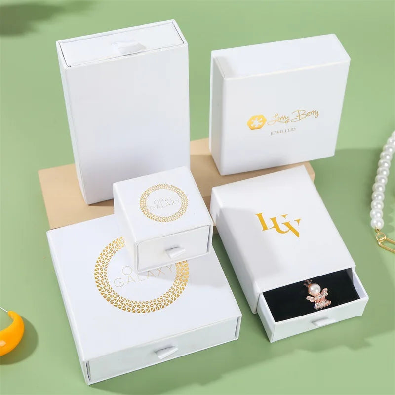 Custom Logo Luxury Eco-friendly Rigid Kraft Paper Jewelry & Watch Packaging Boxes with Custom Color and Four-Color Printing