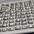 Fashion Jewelry Stainless Steel Finger Ring Plated Mixed Ring Size Silver Color US Ring Size:11-16 100PCs/Box 1449140