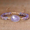 Purple Natural Stone Amethyst Charm Jasper Beads Braided Bracelet Yoga Macrame Women Wrap Bracelet Lovers Gift Jewelry Wholesale