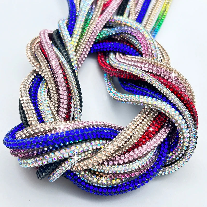 Hot Selling Luxury 4mm Crystal Glass Rope Round Rhinestone Trims for Garment & Bag Decoration