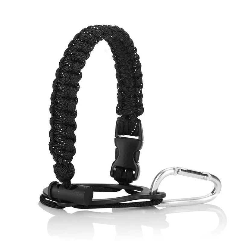 Paracord Handle for Wide Mouth Bottles 12 to 64ozSurvival Water Bottle Handle for Hiking with Safety Ring and Carabiner