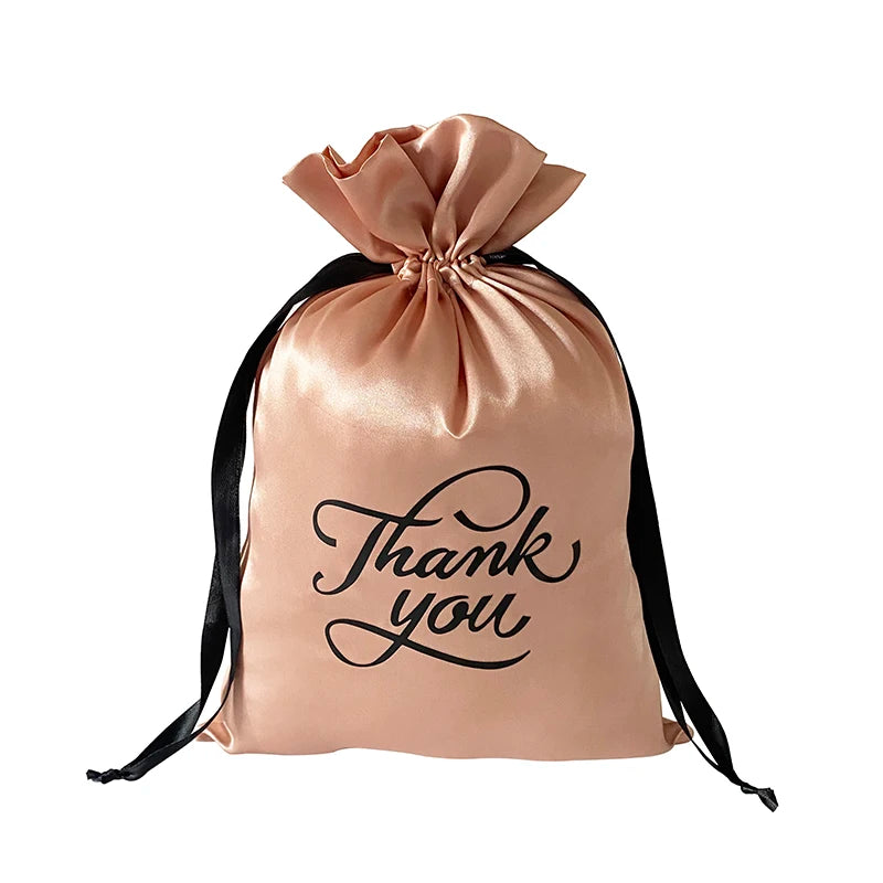 Large Size Custom Logo Silk Cosmetics & Jewelry Pouches Satin Christmas Gift Bags for Textile Packaging