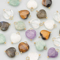 MF97  4pcs/lot Jewelry Accessoriesstainless Steelnatural Stonehand Madeheart Charmsnecklace Making Findingsdiy Pendants
