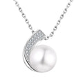 925 Sterling Silver Cz Natural Single Fresh Water Pearl NecklaceWholesale Sterling Silver Adjustable Necklace Blank Jewelry