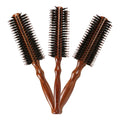 Professional Round Hair Brush with Heat Resistant Nylon Boar Bristle Wooden Handle for Hair Styling