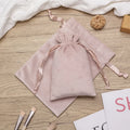 Luxury Custom Logo Screen Printed Pink Satin Lined Biodegradable Recyclable Reusable Gift Jewelry Cosmetic Drawstring Velvet Bag