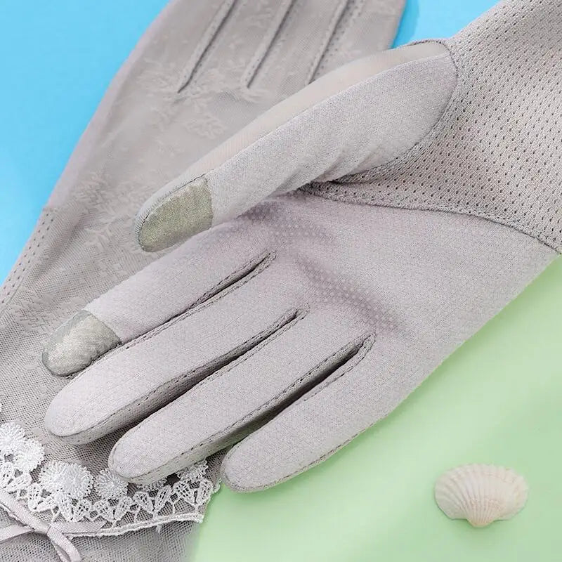 New Style Full Finger Sunscreen Summer Driving Lace Women Gloves