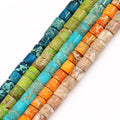 Wholesale 4*4MM Cylinder Shape Natural Sea Sediment Imperial Jasper Semi Gemstone Loose Beads 38cm Strand for Bracelet DIY