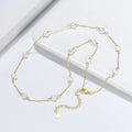 New French Style S925 Sterling Silver Gold Plate Necklace Freshwater Pearl Handmade Design Simple Necklace Chain