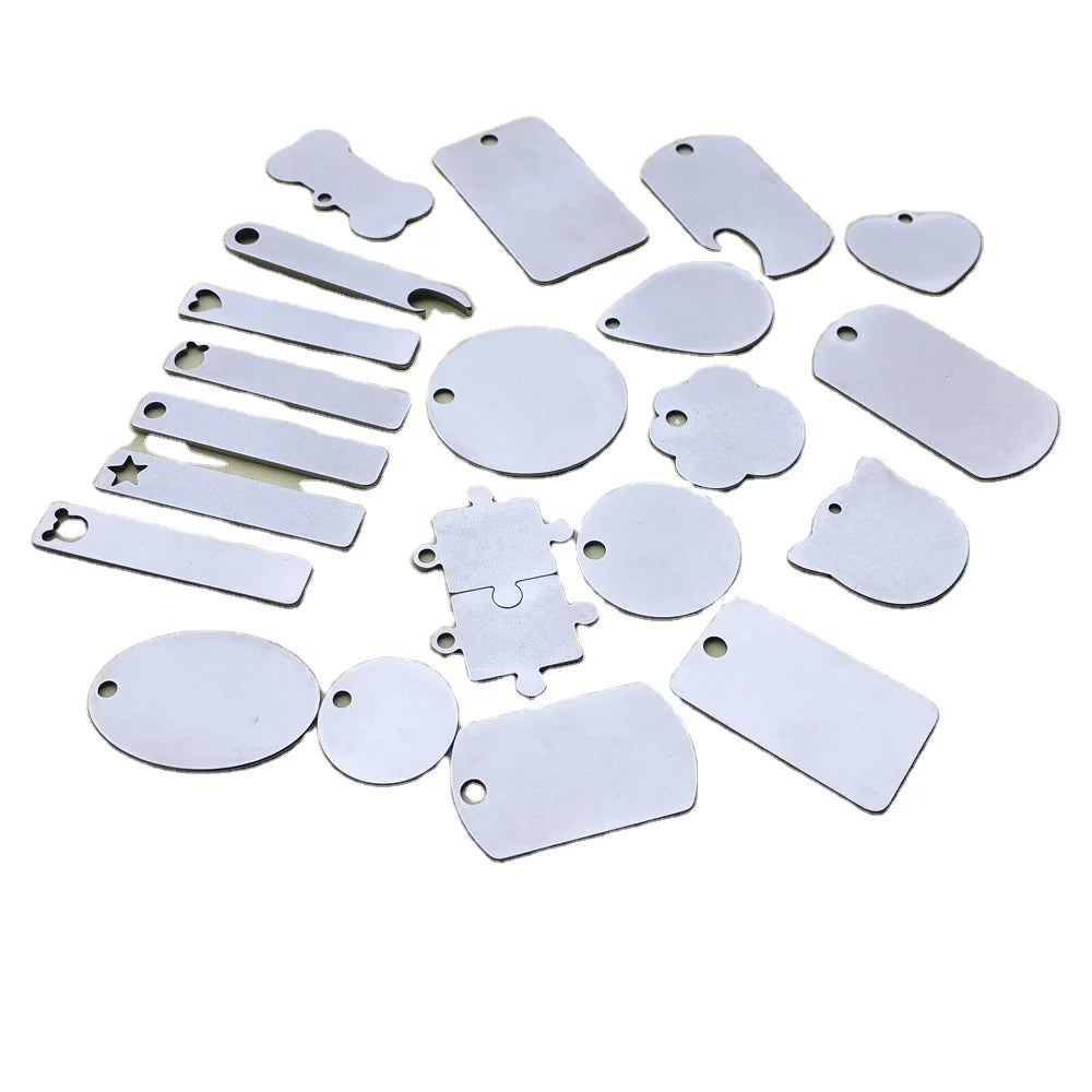 DIY Customized Stainless Steel Pendant Blank Sublimation Rectangle Keychain With Key Rings Hole Name Plate