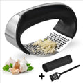 Stainless Steel Garlic Press Rocker Set Premium Garlic Mincer Crusher New Innovative Garlic Crusher with Peeler Scraper MegaBDM