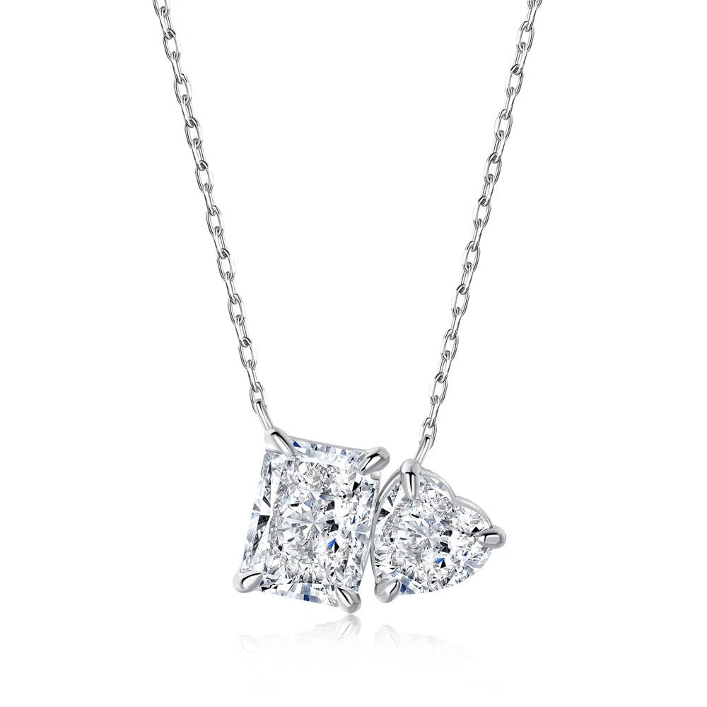 Dylam Custom 18K Gold Plated Necklace 925 Silver Crystal Heart Shape Lover Pendant Cz for Woman Wedding Gift and Birthday