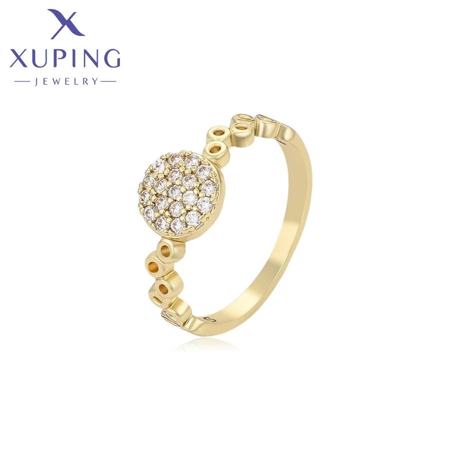 X001038002 Xuping Jewelry 14K Gold Plated Copper Artificial Diamond Engagement Women Rings