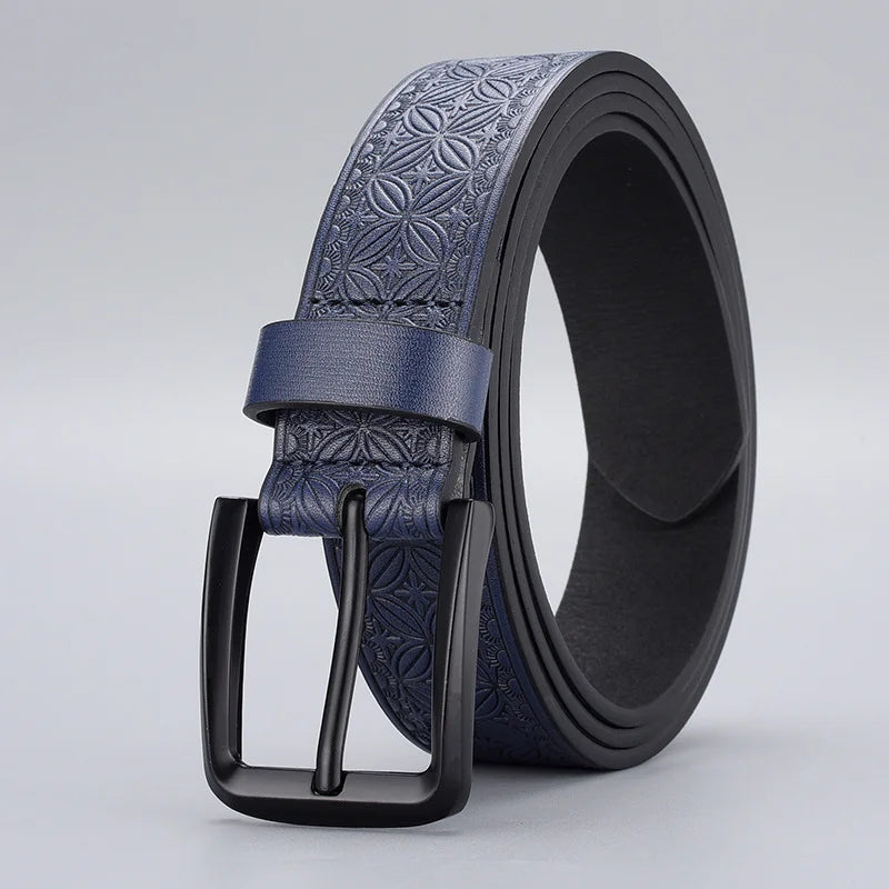 Wholesale Custom Logo Pin Buckle Leather Belts With Embossed Pattern Pu Belt for Men