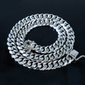 Hip Hop Sterling Silver 925 Link Chain Necklace-Wedding Gift with Channel Setting Unisex Design