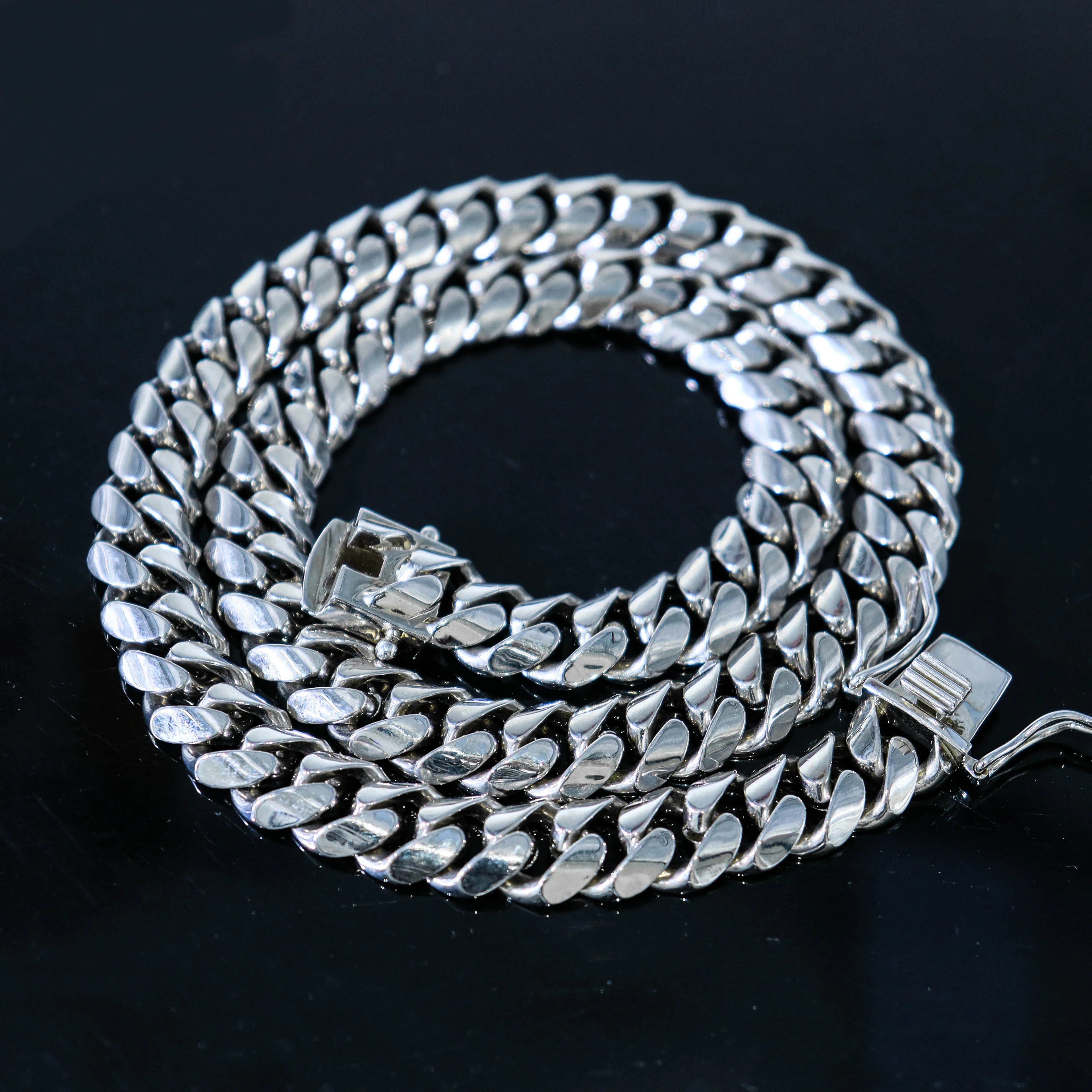 Hip Hop Sterling Silver 925 Link Chain Necklace-Wedding Gift with Channel Setting Unisex Design