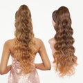 Factory Suppliers Hair Pieces Ombre Grey Long Afro Kinky Curly Body Wave Synthetic Hair One Piece Tie up Ponytail Extension