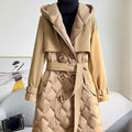 OFTBUY 2023 Long Winter Women Quilted Down Jacket Natural Goose Down Luxury Loose Coat Big Hooded Belted Trench Style Down Jacke