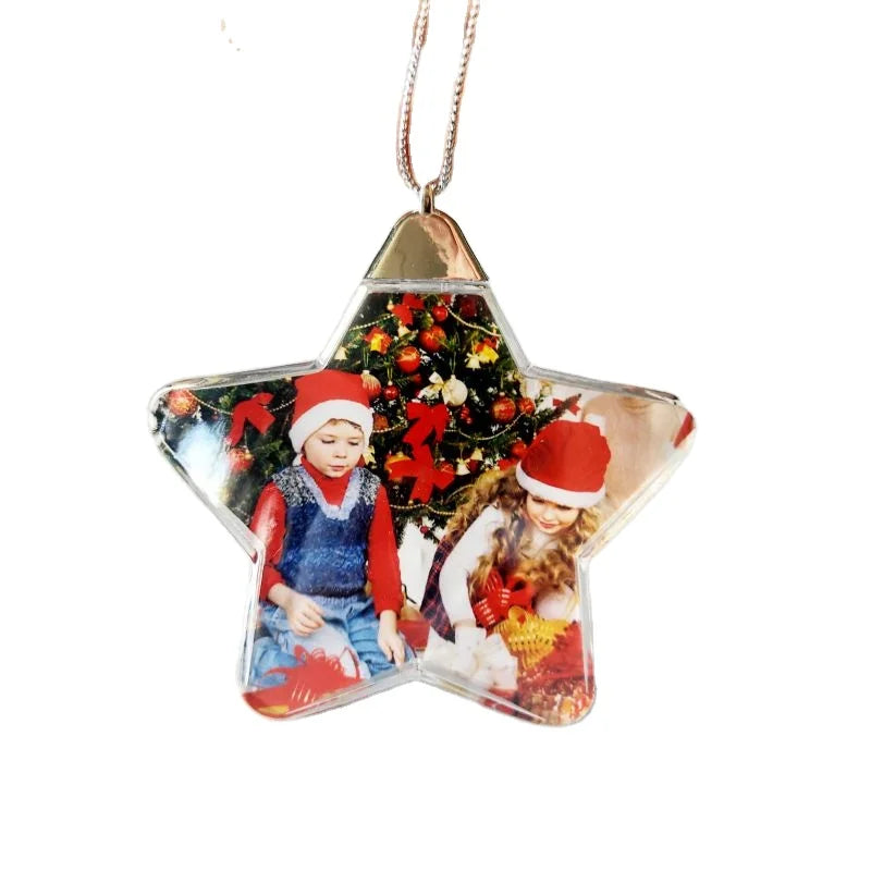 Qualisub Personalized Sublimation Christmas Tree Ornaments Plastic and MDF Blank Christmas Ornaments Star Shape