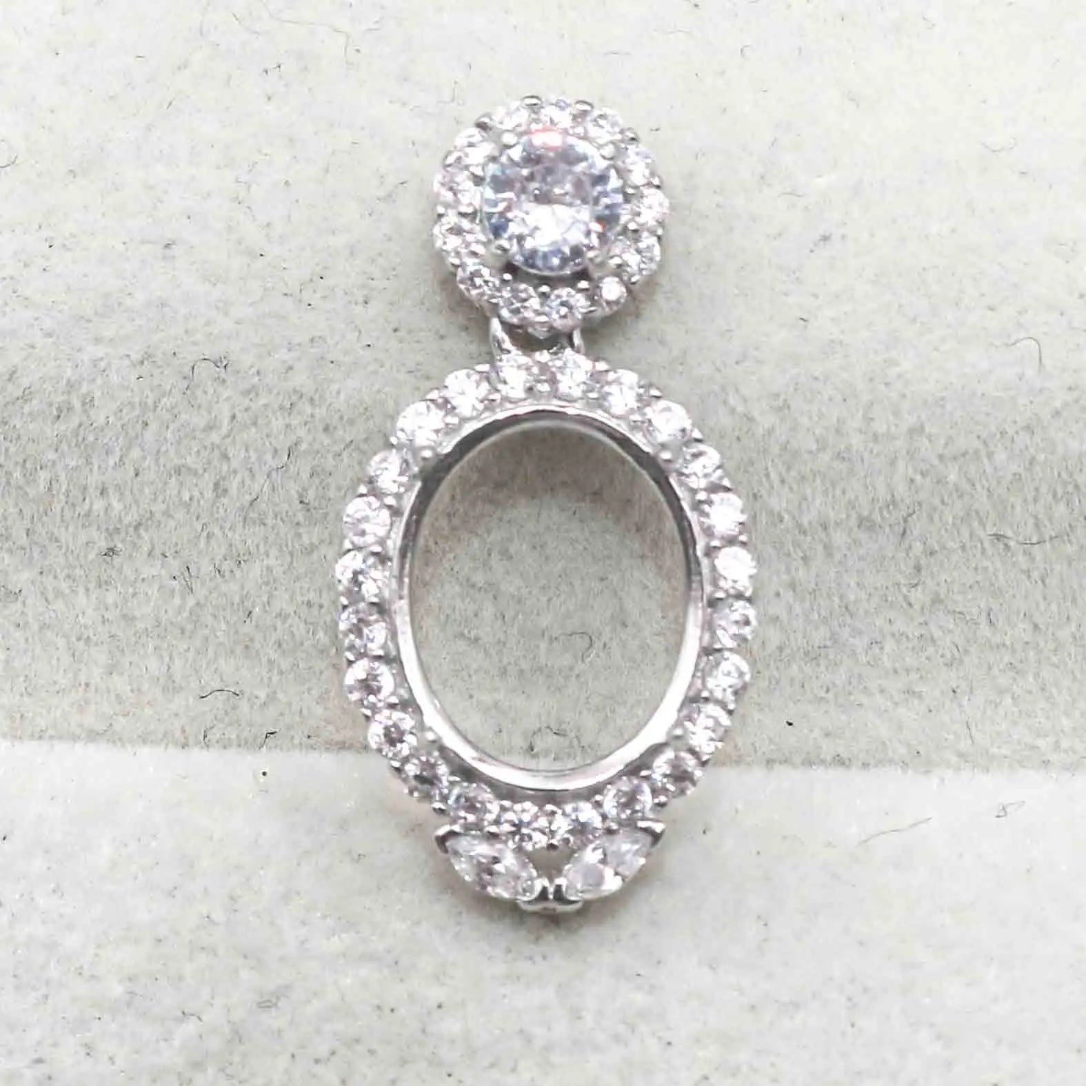 Sterling Silver 9*11mm Semi Mount Pendant Empty Frame Blank Support Setting S925 Base Holder Without Center Stone for DIY Inlay