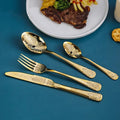 4-Piece Luxury Pattern Arabesquitic Stainless Steel Flatware Set Fork Spoon Knife Business Gifts