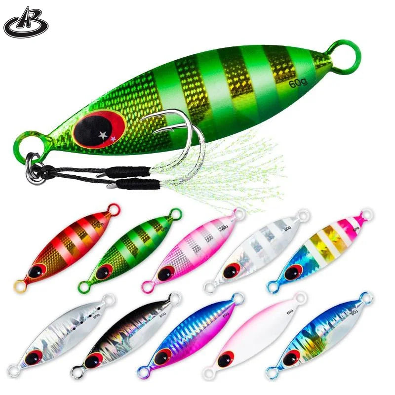 10g 20g 30g 40g 60g Metal Jig Lure Long Casting Lead Fishing Lures Bait With Assistant Hook