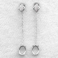 Sterling Silver 6*8mm Semi Mount Line Earrings Empty Support Blank Claws Setting S925 Base Without Center Stone for DIY Inlay