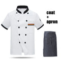 Wholesale Custom Chef's Short Sleeve Work Clothes Catering Restaurant Cafeteria Bar Hotel Kitchen Chefs Uniform Jacket and Apron