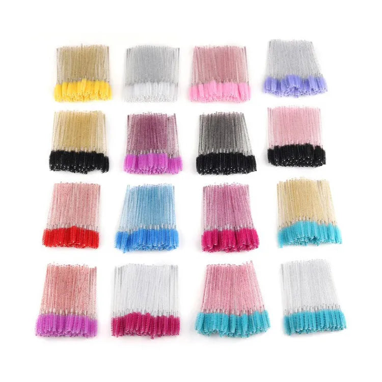 Wholesale 50Pcs/Pack Spoolies Lash Extension Crystal Mascara Wands Disposable Micro Eyelash Brushes Eyebrow Cleaning Spoolies