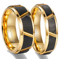 Poya Jewelry 6/8mm Unique Multigroove Design Gold Plated Brushed Tungsten Rings