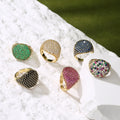 Factory Direct Supply Brass Classic Inlaid Ring Women Temperament Fashion Round Finger Ring for Jewelry Wholesale