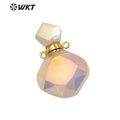 WT-P1675 WKT New Natural Gemstone Rose Quartz Aura Perfume Bottle Jewelry Pendant Lady Elegant Small Charm Stone Perfume Bottle