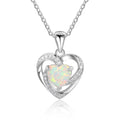 Women's Luxury 18-Inch 925 Sterling Silver Necklace with Heart Crystal and Natural Opal Link Chain for Weddings and Gifts