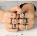 Fashion Natural Healing Stones Jewelry 4MM Elastic Beads Garnet Labradorite Lucky Rings Jewelry Women