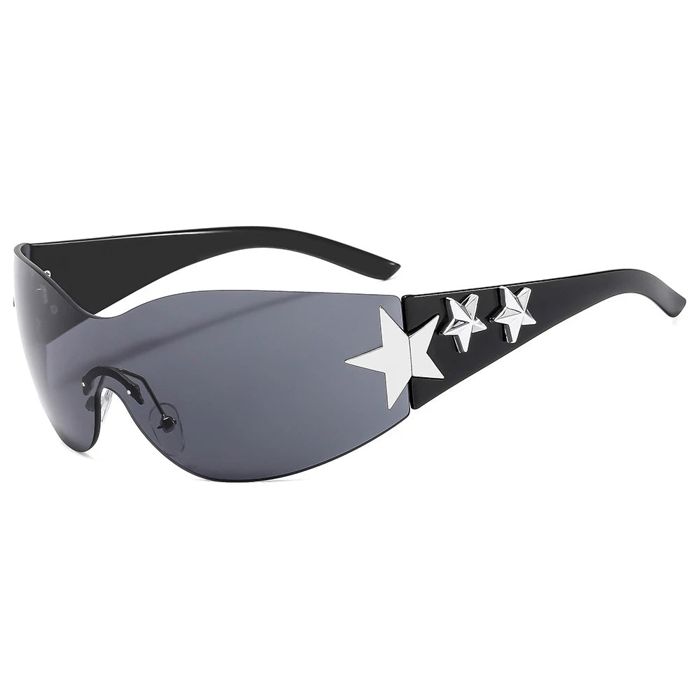 Women Sunglasses 2024 Uv400 Ladies Oversized Shades Vintage Sunglasses Retro Square Star Rimless Y2k Transparent Sunglasses