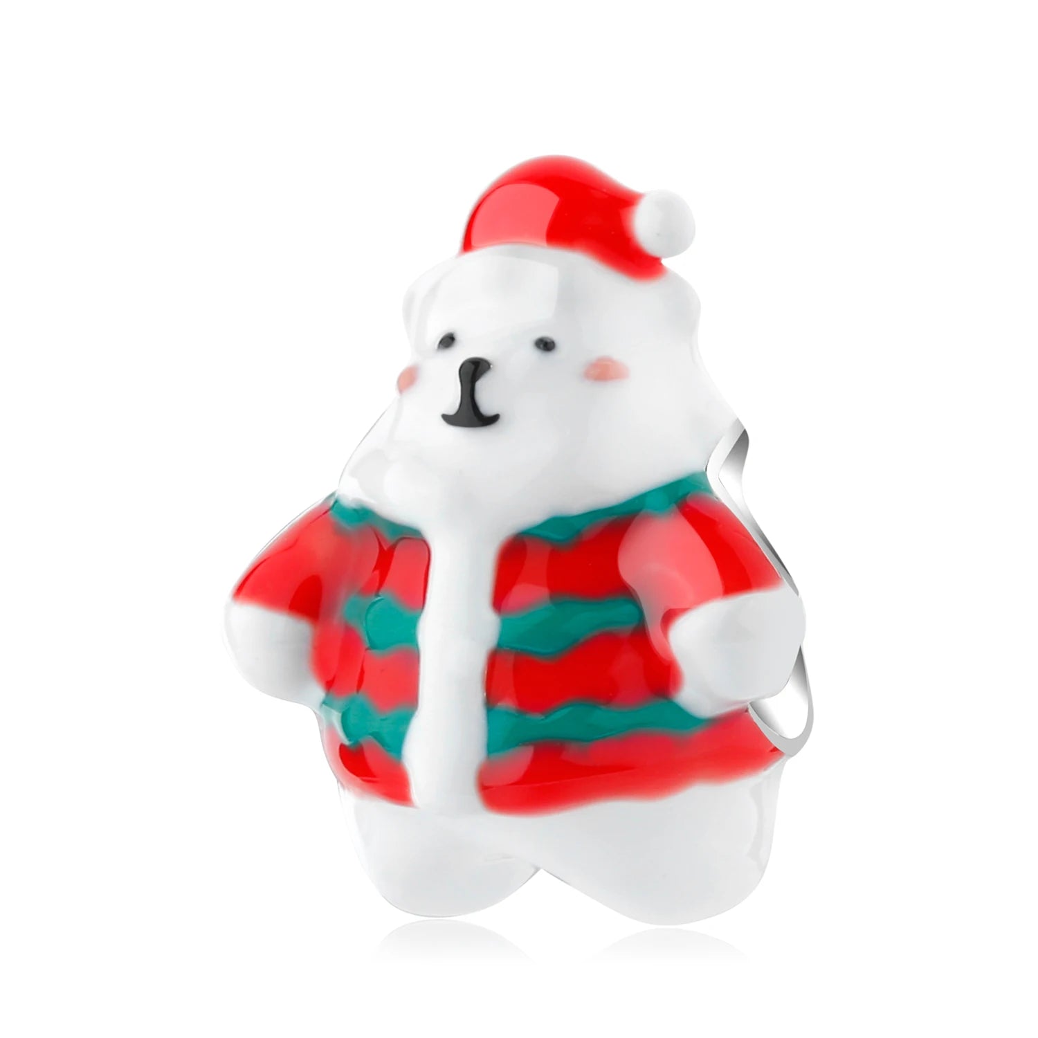 Designer New 925 Sterling Silver Handmade Enamel Christmas Polar Bear Beads Charms for Original Bracelet Women Fine Jewelry Gift