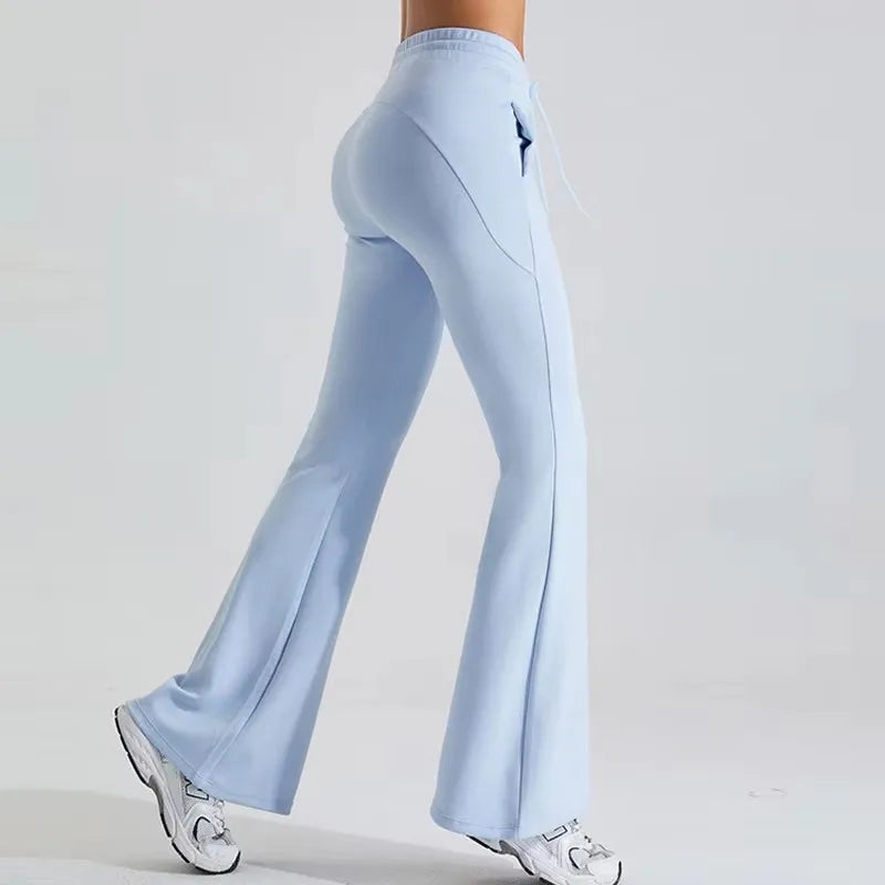 Women Training Wear Custom Joggers Fiitness Yoga Leggings Sweatpants Drawstring Flare Pants