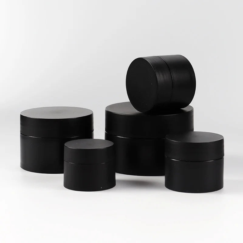 4 oz Black Small Round Cosmetic Jars Plastic Body Scrub Jars for Creams/Lotion/Body Butter/Body Scrub