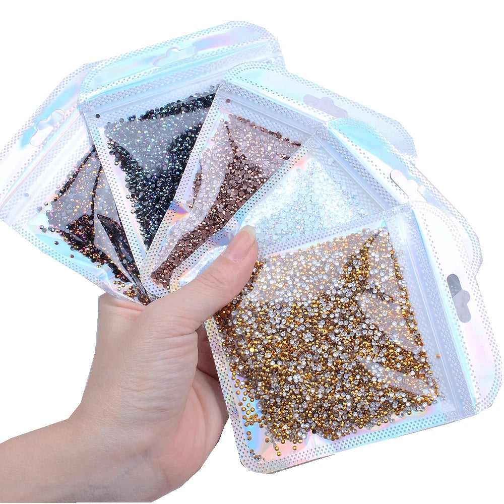 Hot Sale Shiny 2mm Flatback Non-Hotfix Glue Resin Loose Rhinestones 10000pcs DIY Nail Art 3D Garment Decorations Dress Making