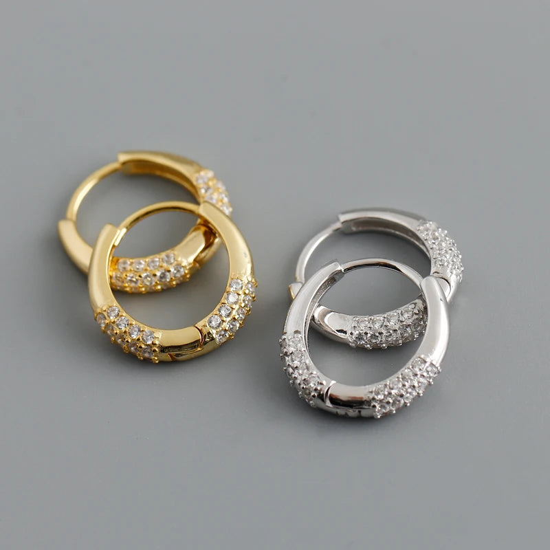 NEW Drop Shipping 925 Sterling Silver Punk Rivet Micro-Inlaid Personality Hoop Earring for Women