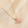 Cross Border Titanium Steel Necklace Diamond Necklace and pink Pearl Necklace Pendant