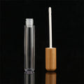 5ml AS Plastic Lip Gloss Container Tube with Brush Bamboo Lid for Cosmetics