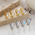 Fashion Jewelry Earrings 925 Sterling Silver Earrings Round Heart Shape Moonstone Gold Plated Hoop Earrings Women