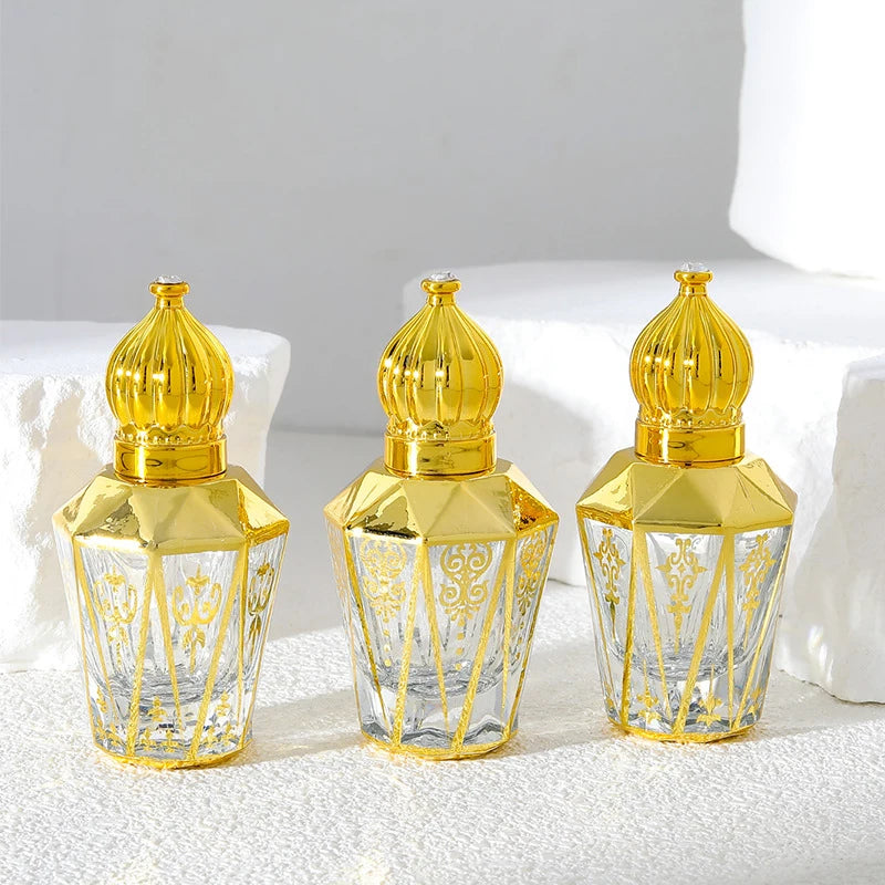 12ml Roll on Perfume Packaging Bottles Electroplated Portable High End for Essential Oil Empty Sample Glass Roller Containers