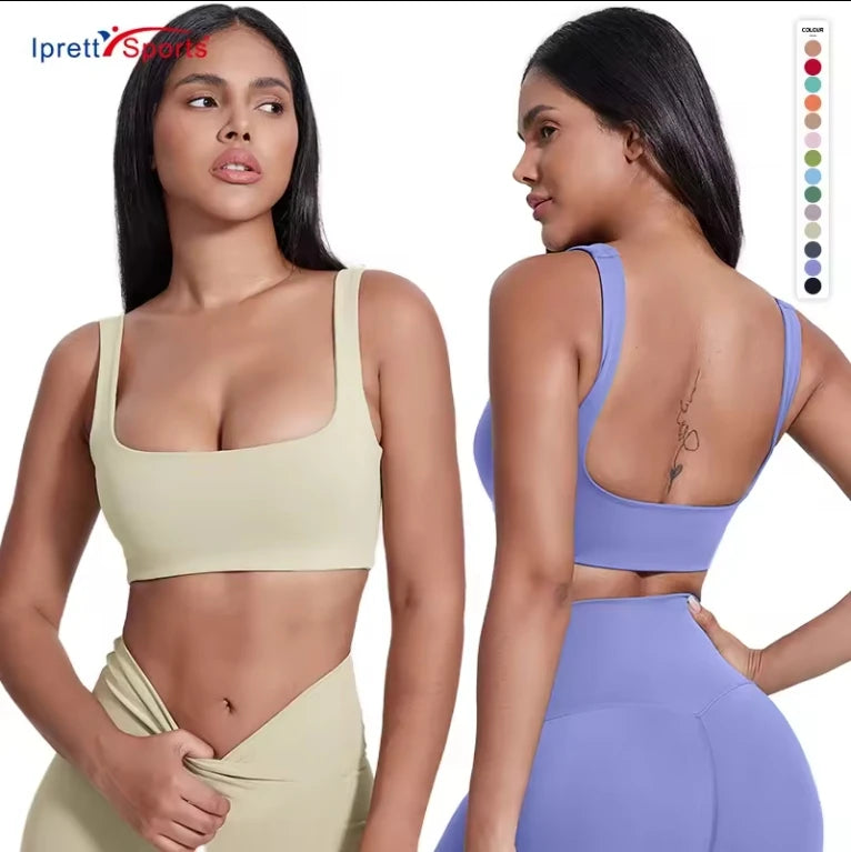 Hot Design Girls Breathable Custom Logo Yoga Dress Top Solid Color Women's Running Fitness Sports Vest Bras