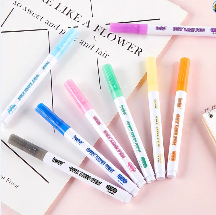 Acrylic Paint Markers Pens Set  Outline Marker Coloring Pens Painting Art Marker for DIY Card Making Drawing
