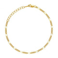 14K Gold Filled 3+1 Figaro Chain With 3cm Extender Tail Chain Adjustable 2.5mm*19.5mm Bracelet With Lobster Clasp for Women Girl