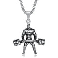 Olivia Trend Fitness Muscle Men Dumbbell Necklace Silver Sports Stainless Steel Punk Gym Bodybuilding Jewelry Necklace