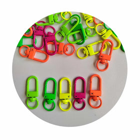 100Pcs Fluorescent Color Metal Lobster Claw Clasps Snap Hooks for Handbag Key Chains Connector Jewelry Making Findings DIY